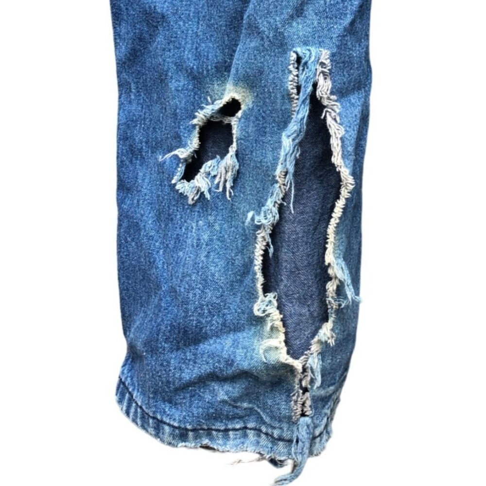 Distressed Mens Key Imperial Denim Overalls Medium Wash Size 56x32 Ranch Chore F - Picture 7 of 9